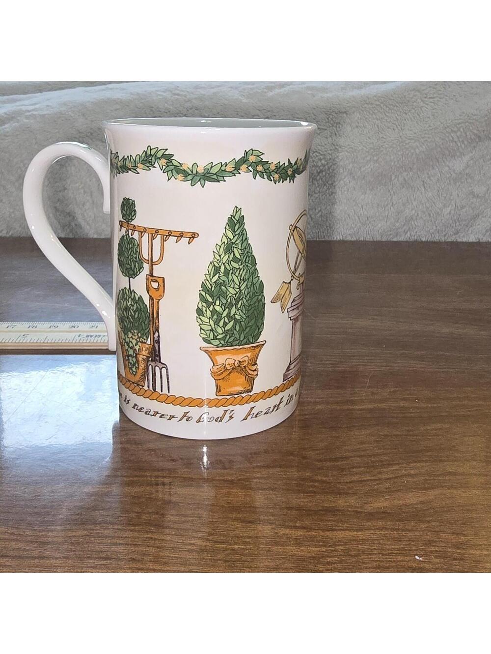 Vintage St Michael Marks & Spencer Fine Bone China Mug Garden Scene 1990s UK